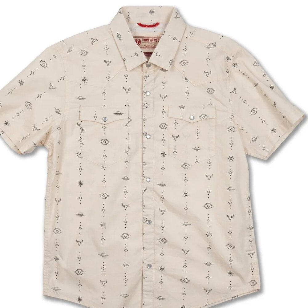 Iron & Resin Short Sleeve Button Up Western Bull Shirt